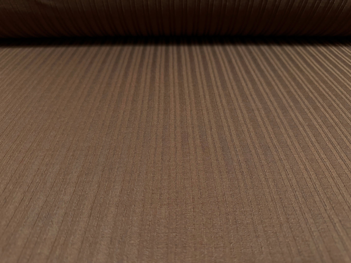 Stretch spandex rib jersey fabric, per metre - tramline stripe - chocolate brown