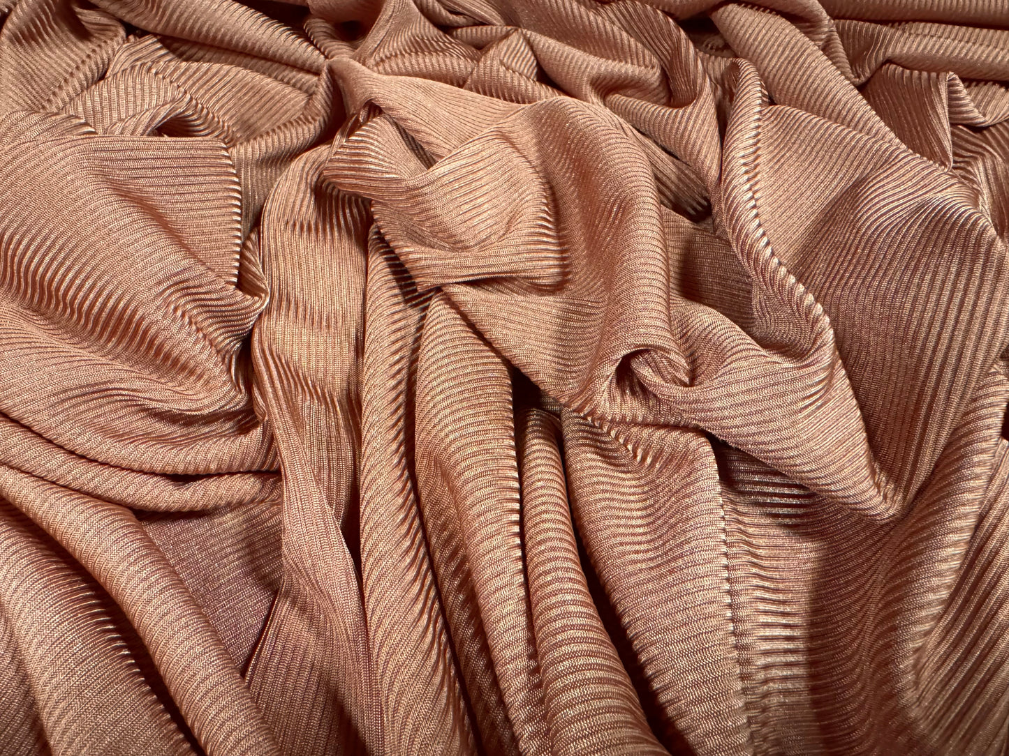 Fine shiny rib stretch spandex jersey fabric, per metre - plain - nude