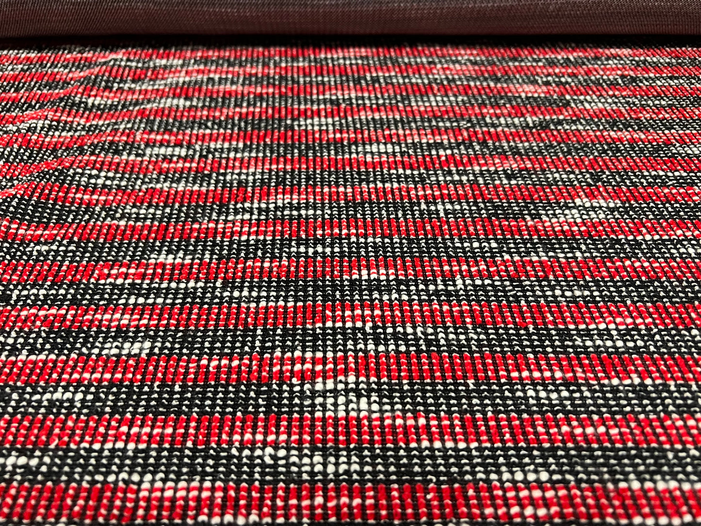 Double jersey knitwear fabric, per metre - bouclé design - red & grey