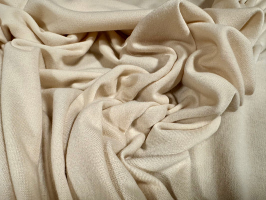 Stretch French Terry loopback jersey fabric, per metre - plain - cream