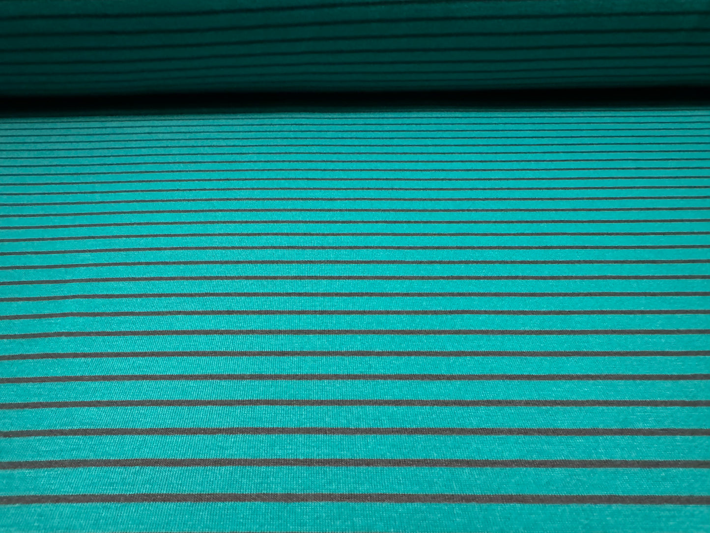 Viscose single jersey fashion fabric, per metre - stripe - jade green & nutmeg