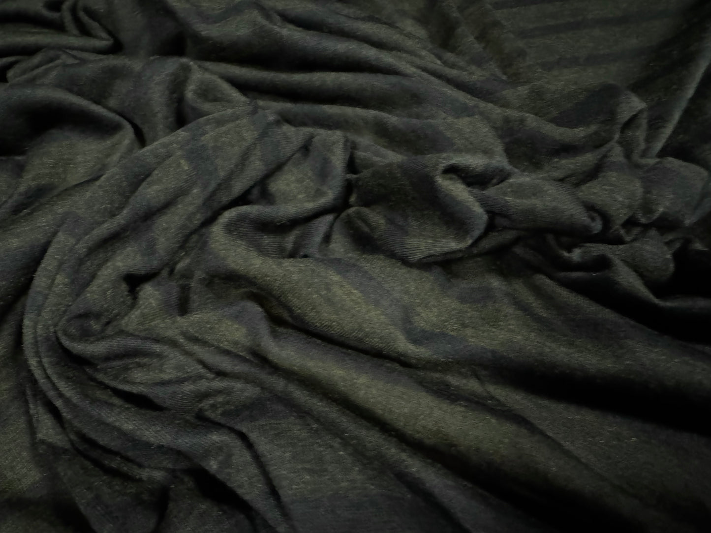 Viscose single jersey fashion fabric, per metre - stripe - very dark green & black