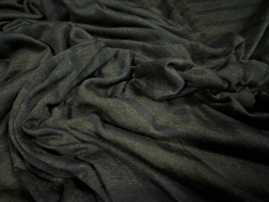 Viscose single jersey fashion fabric, per metre - stripe - very dark green & black