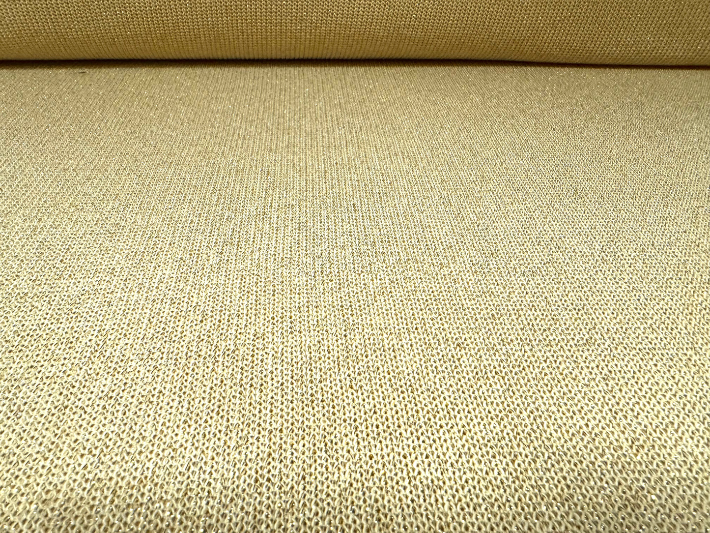 Metallic rib knitwear jersey fabric, per metre - gold lurex