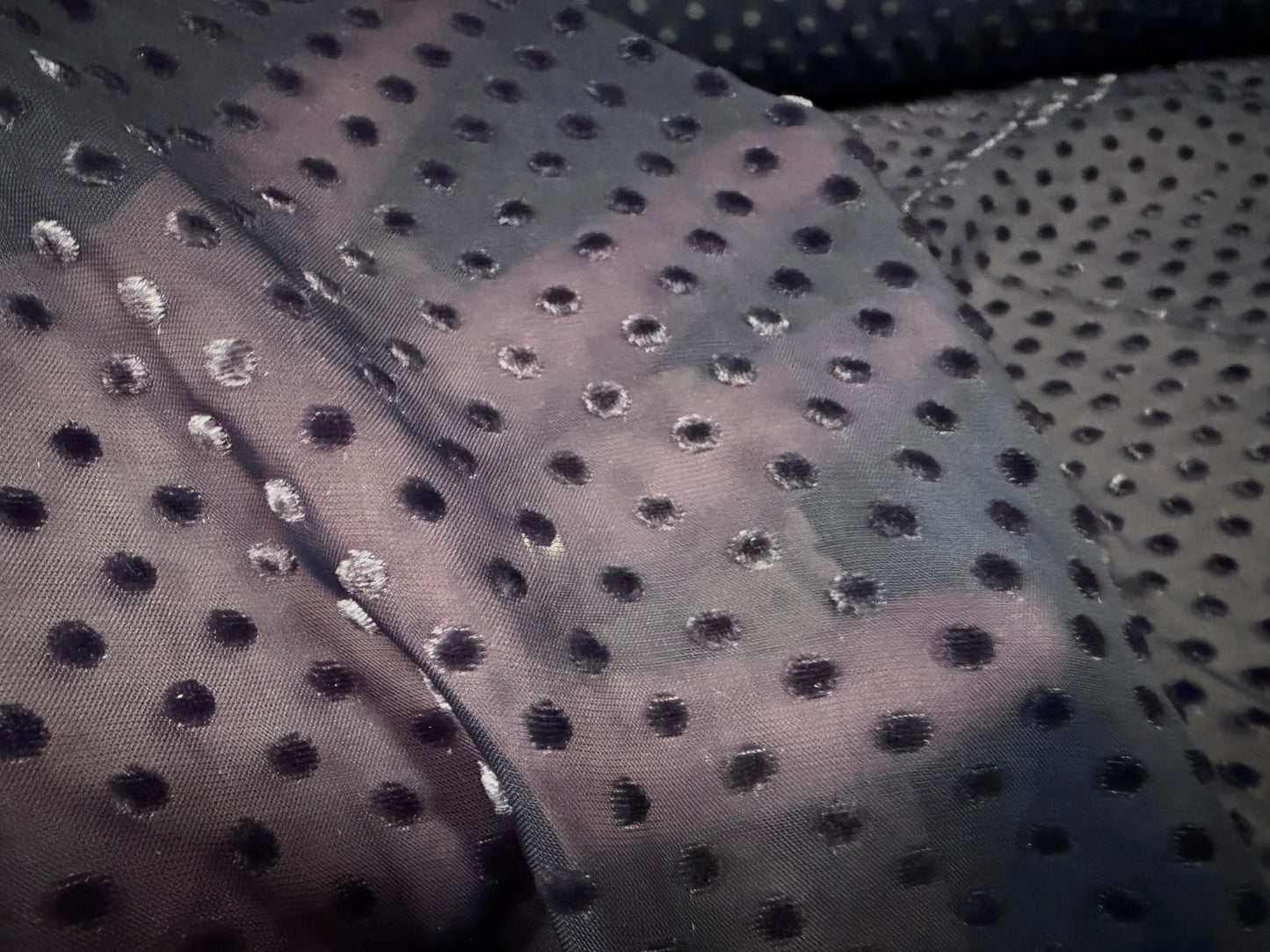 Chiffon lightweight woven dress fabric, per metre - flocked dobby spot - grape