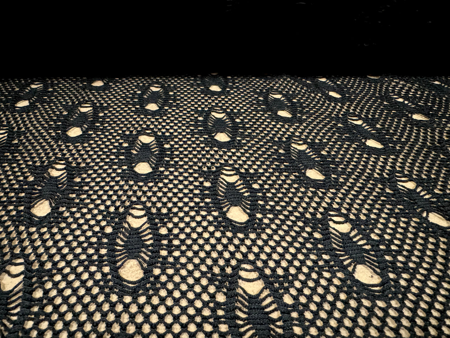 Stretch fishnet mesh net jersey fabric, per metre - All Seeing Eye - black