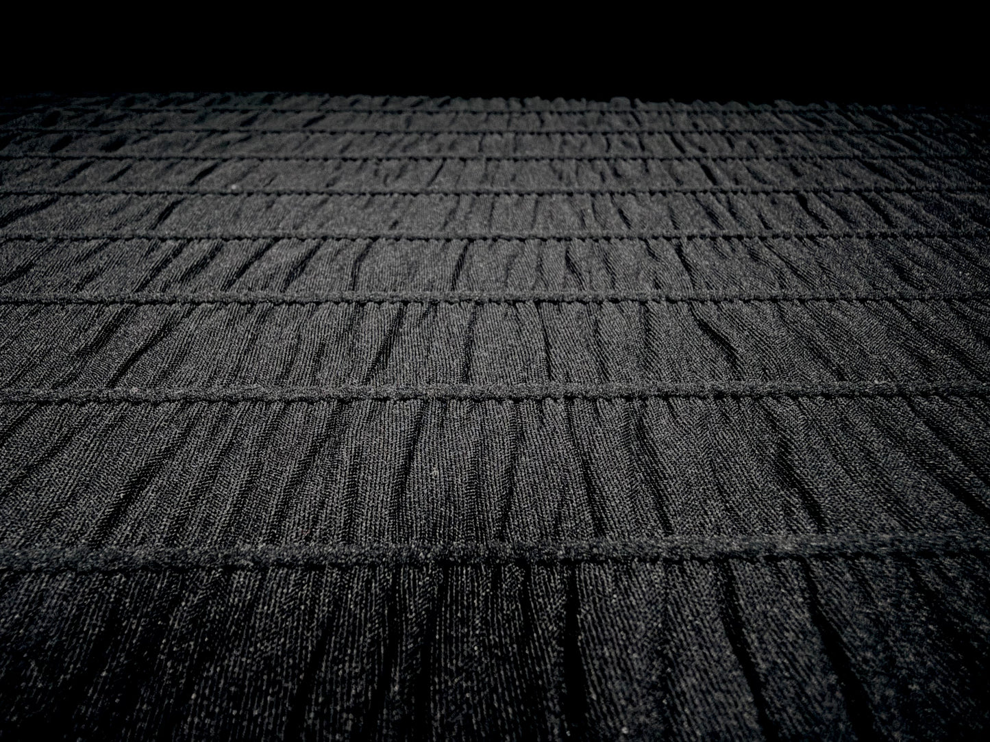 Ruched stretch spandex jersey fabric, per metre - plain - black