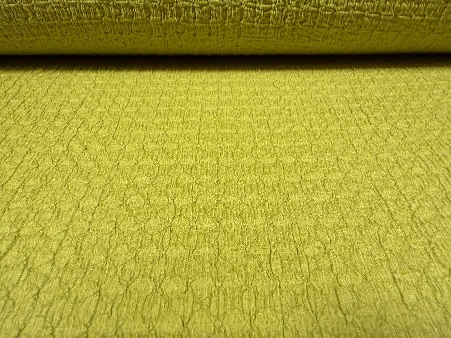 Blister jacquard stretch woven fabric, per metre - solid - lime green