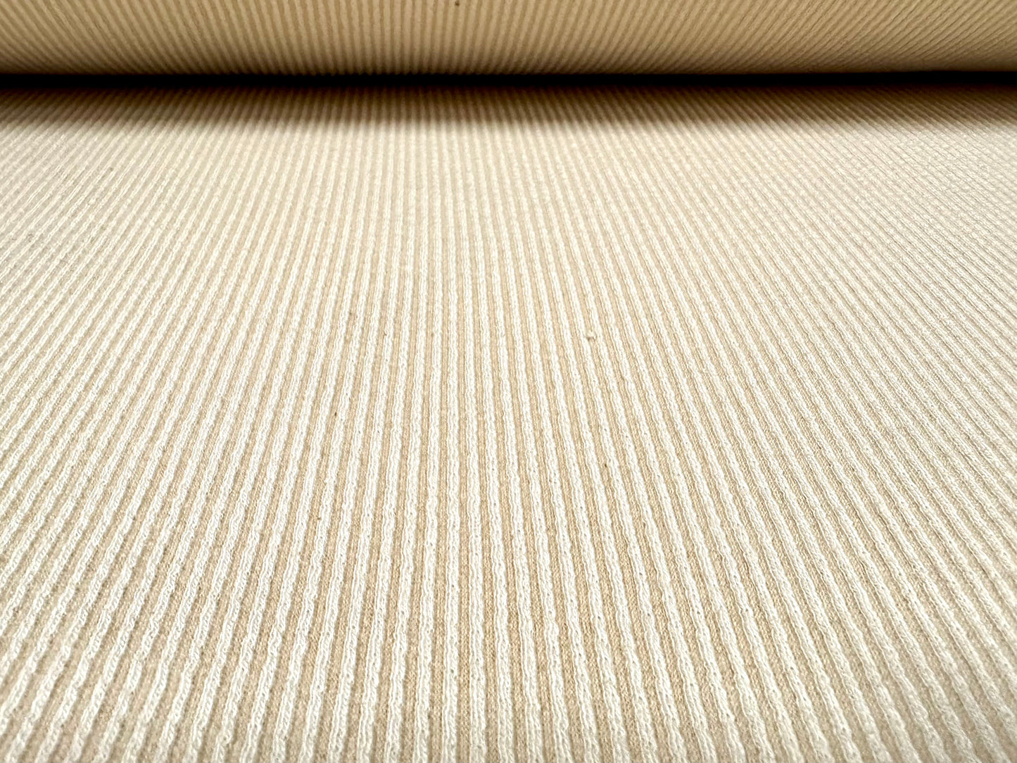 Powder touch rib stretch spandex jersey fabric, per metre - plain - cream