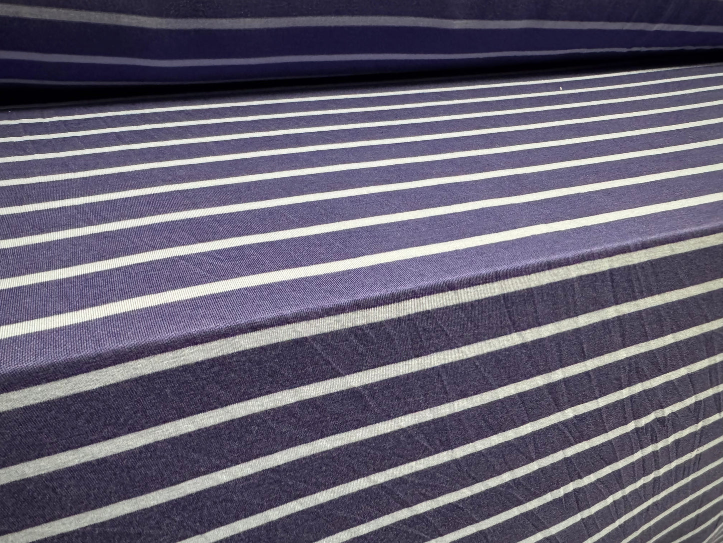 Viscose spandex stretch single jersey fabric, per metre - stripe - lavender & lilac