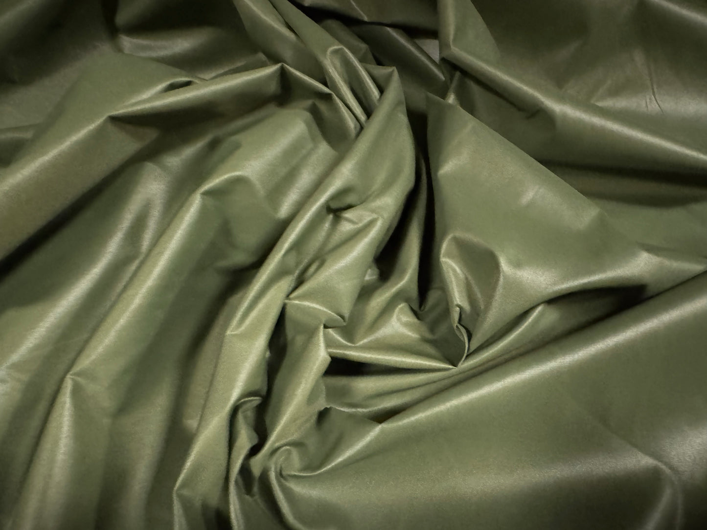 Lightweight coated nylon fabric, per metre - plain - khaki green