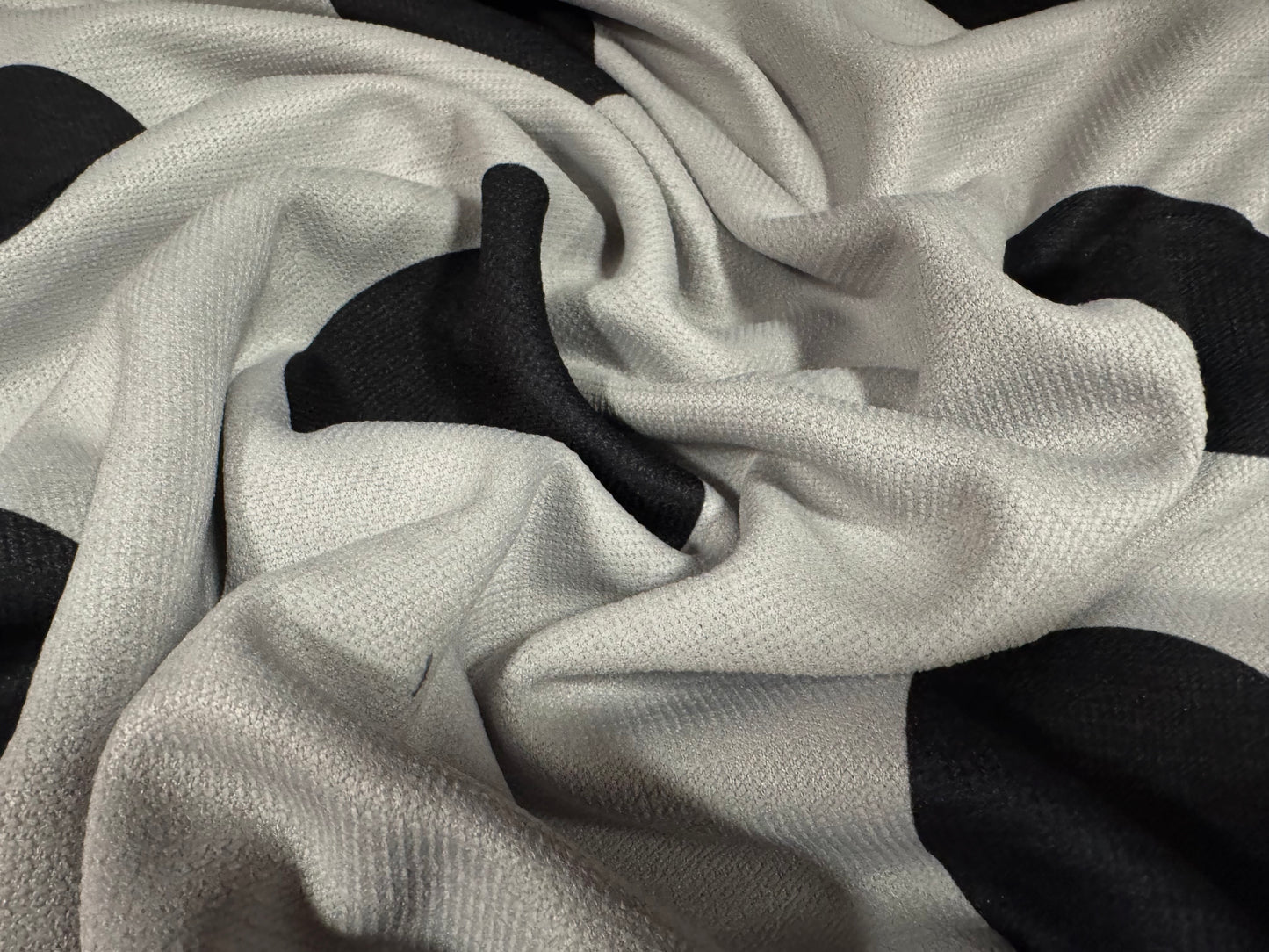 Chenille upholstery fabric, per metre - jumbo polka dot print - grey