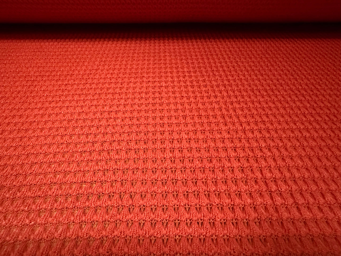 Crochet knit jersey fabric, per metre - plain - burnt orange