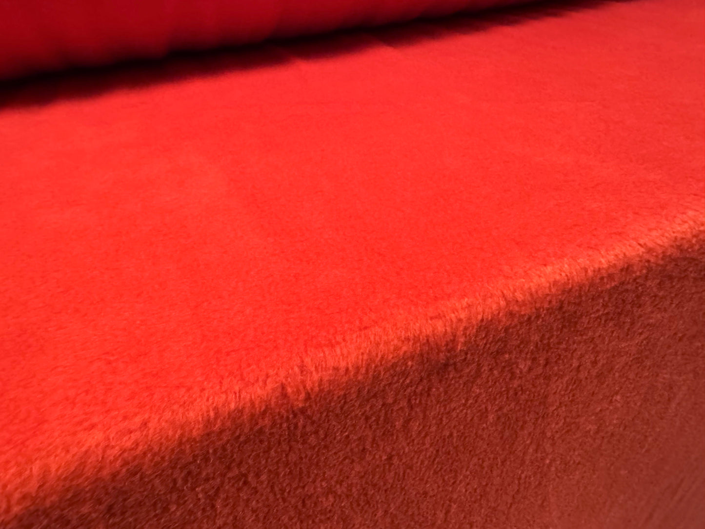 Lamb skin polar fleece fabric, per metre - plain - cherry tomato red