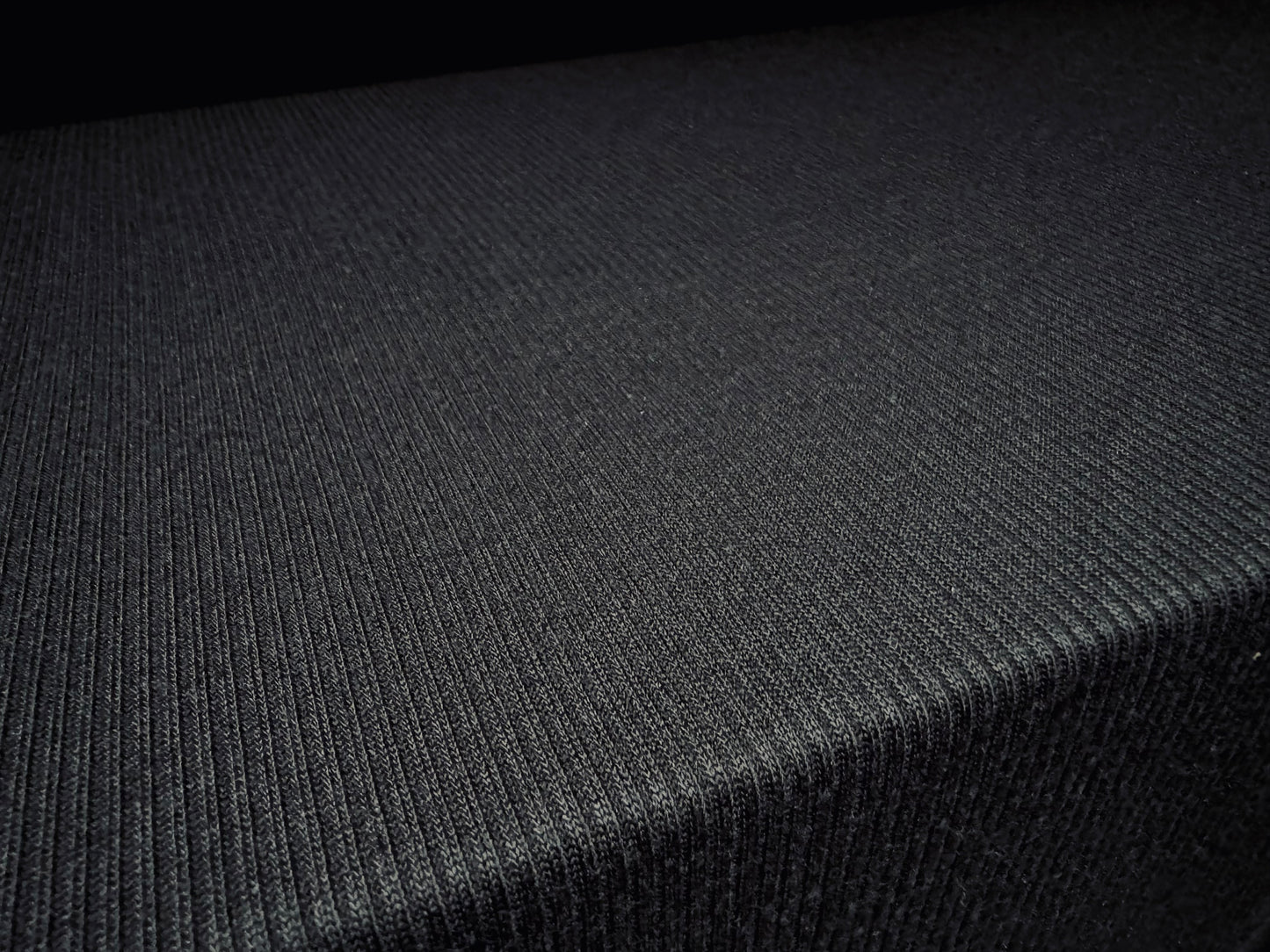 Fleece back thermal rib jersey knit fabric, per metre - plain - black