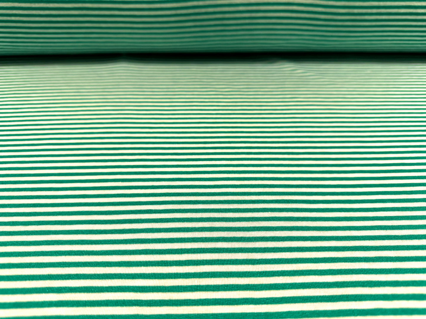 Viscose single jersey fabric, per metre - stripe - jade green & white