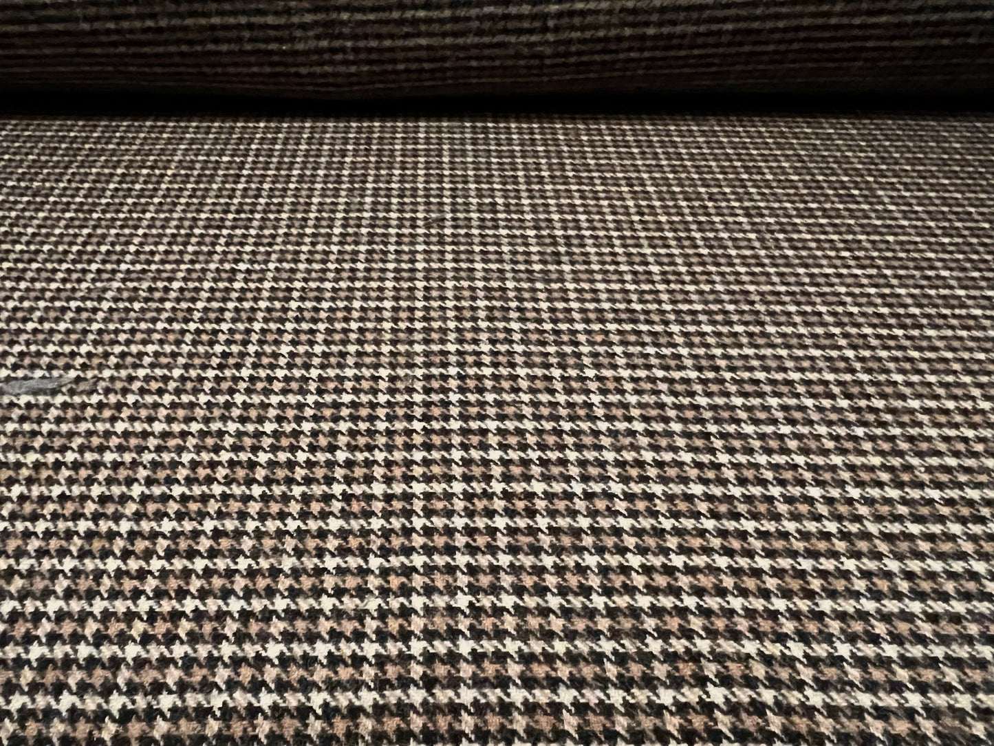 Wool mouflon coat jacket fabric, per metre - country check plaid - grey & brown