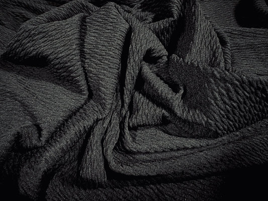 Double jersey knit stretch spandex fabric, per metre - jacquard - black