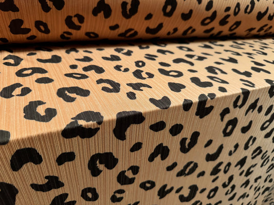 Stretch spandex ribbed jersey fabric, per metre - cheetah print - light brown