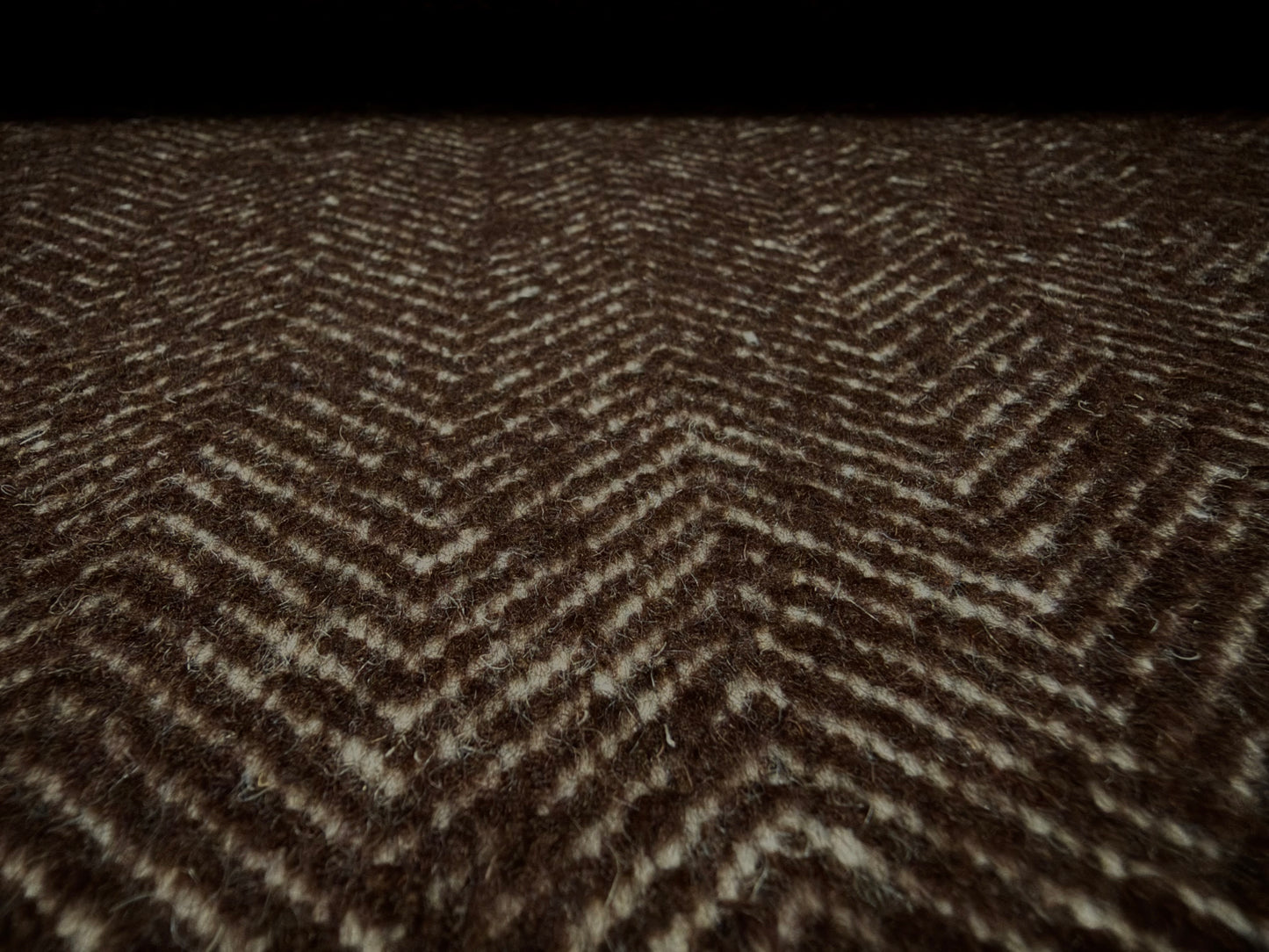 Heavyweight wool coat & jacket fabric, per metre - herringbone - dark brown