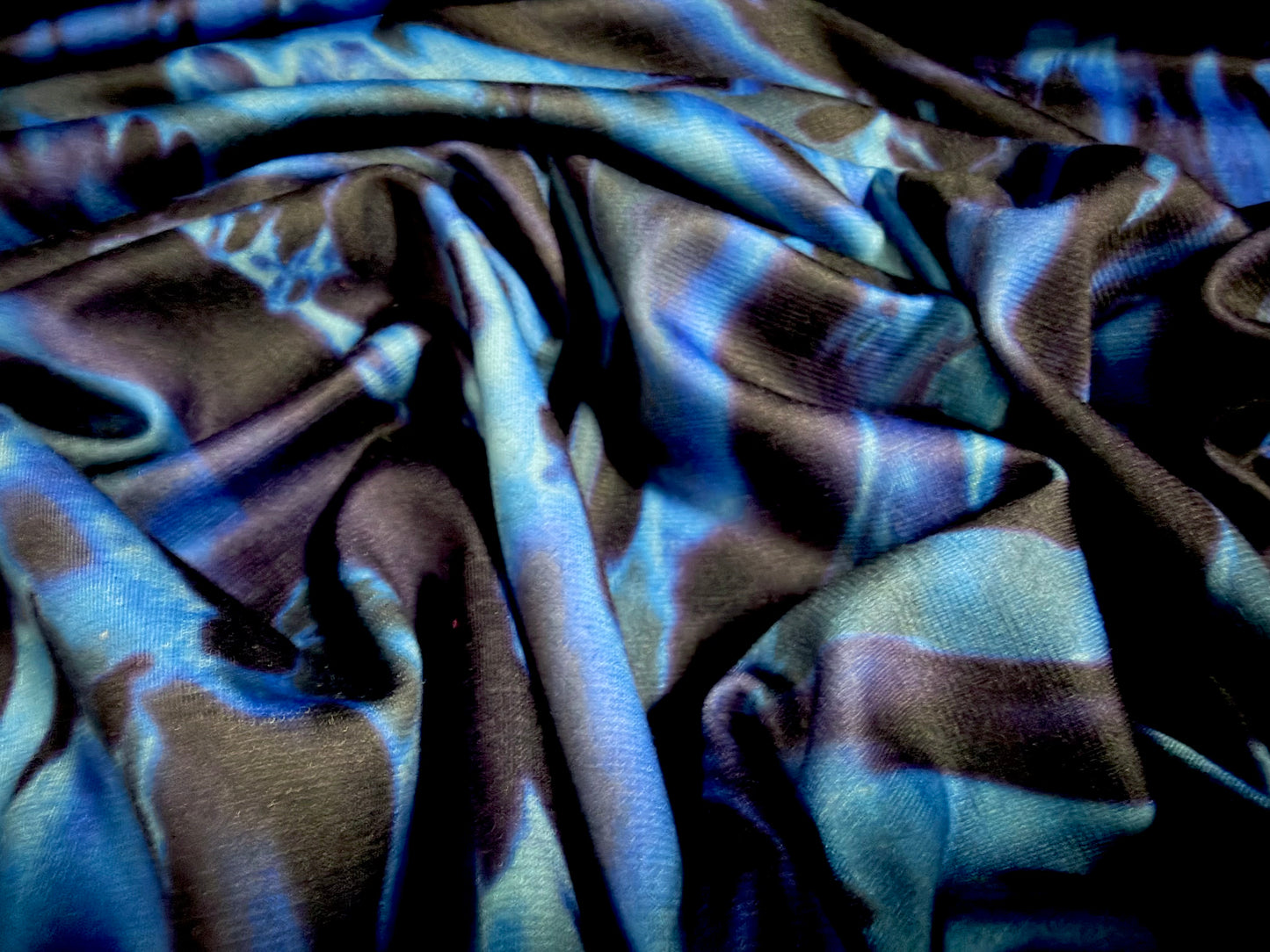 Ponte Roma double jersey knit fabric, per metre - abstract print - navy & cobalt blue