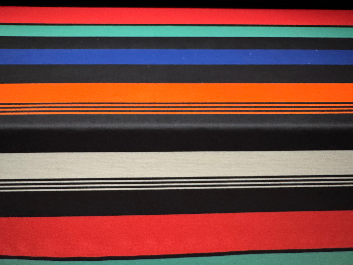 Stretch spandex interlock jersey fabric, per metre - multicolour stripes print