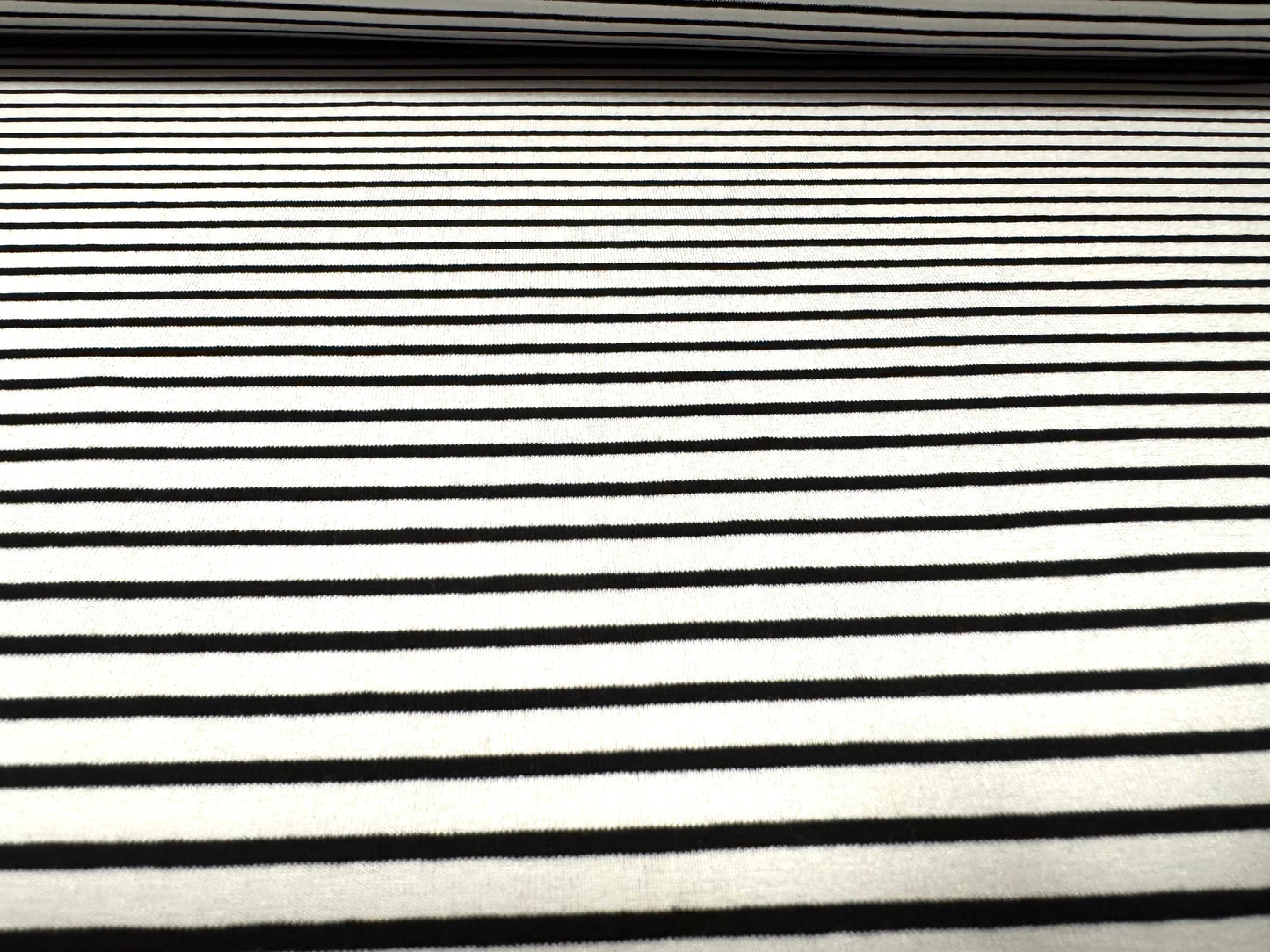 Viscose spandex stretch single jersey fabric, per metre - stripe - black & white