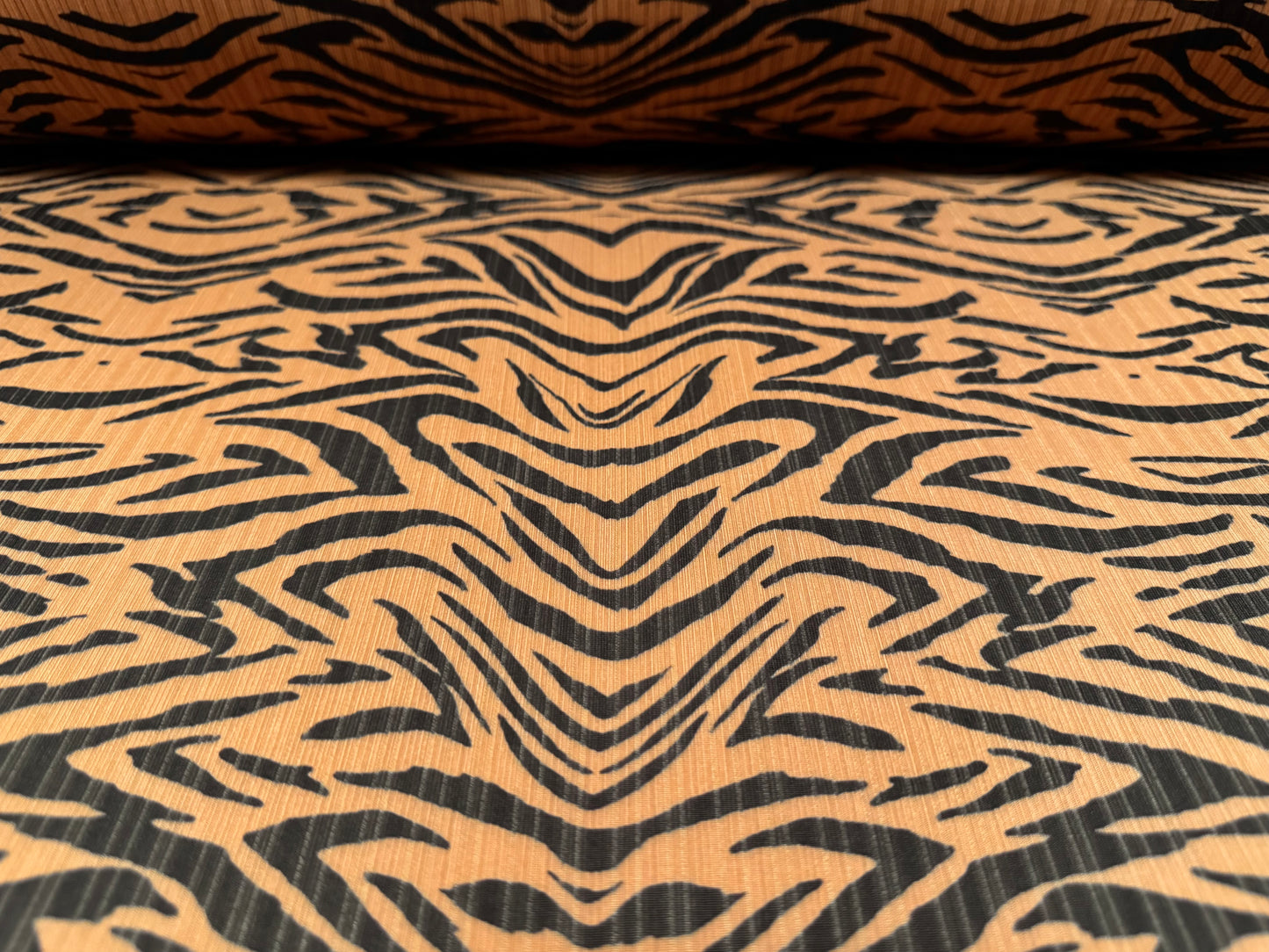 Stretch spandex ribbed jersey fabric, per metre - zebra print - toffee