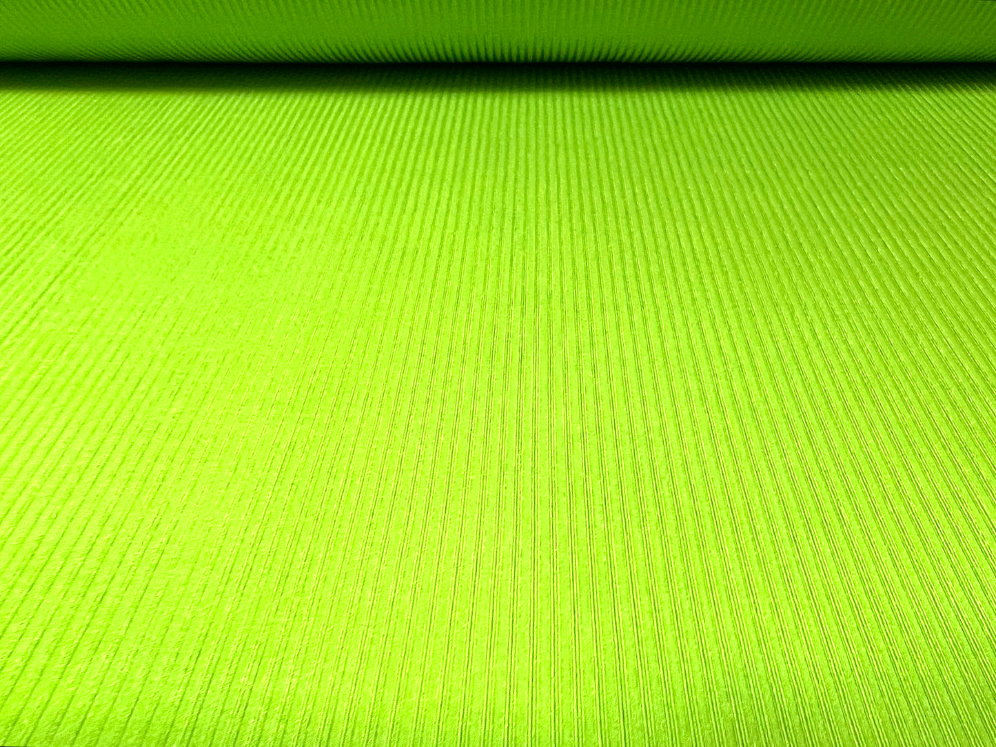 Super stretch spandex rib jersey fabric, per metre - plain - Fluorescent lime