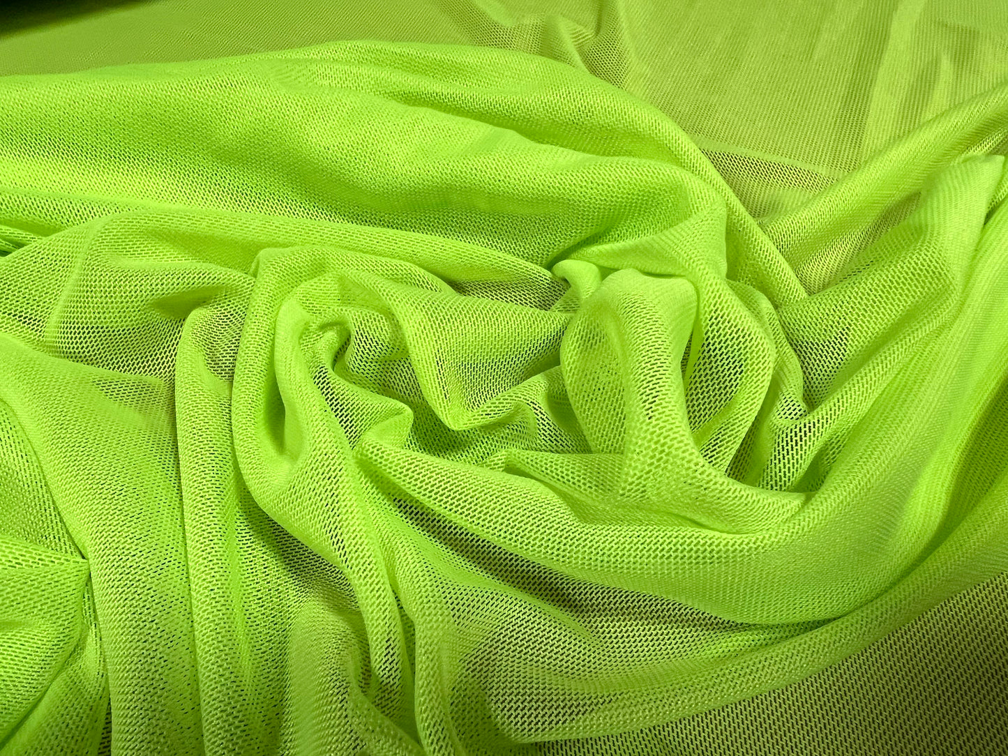 Power mesh net stretch spandex fabric, per metre - Plain - lime green