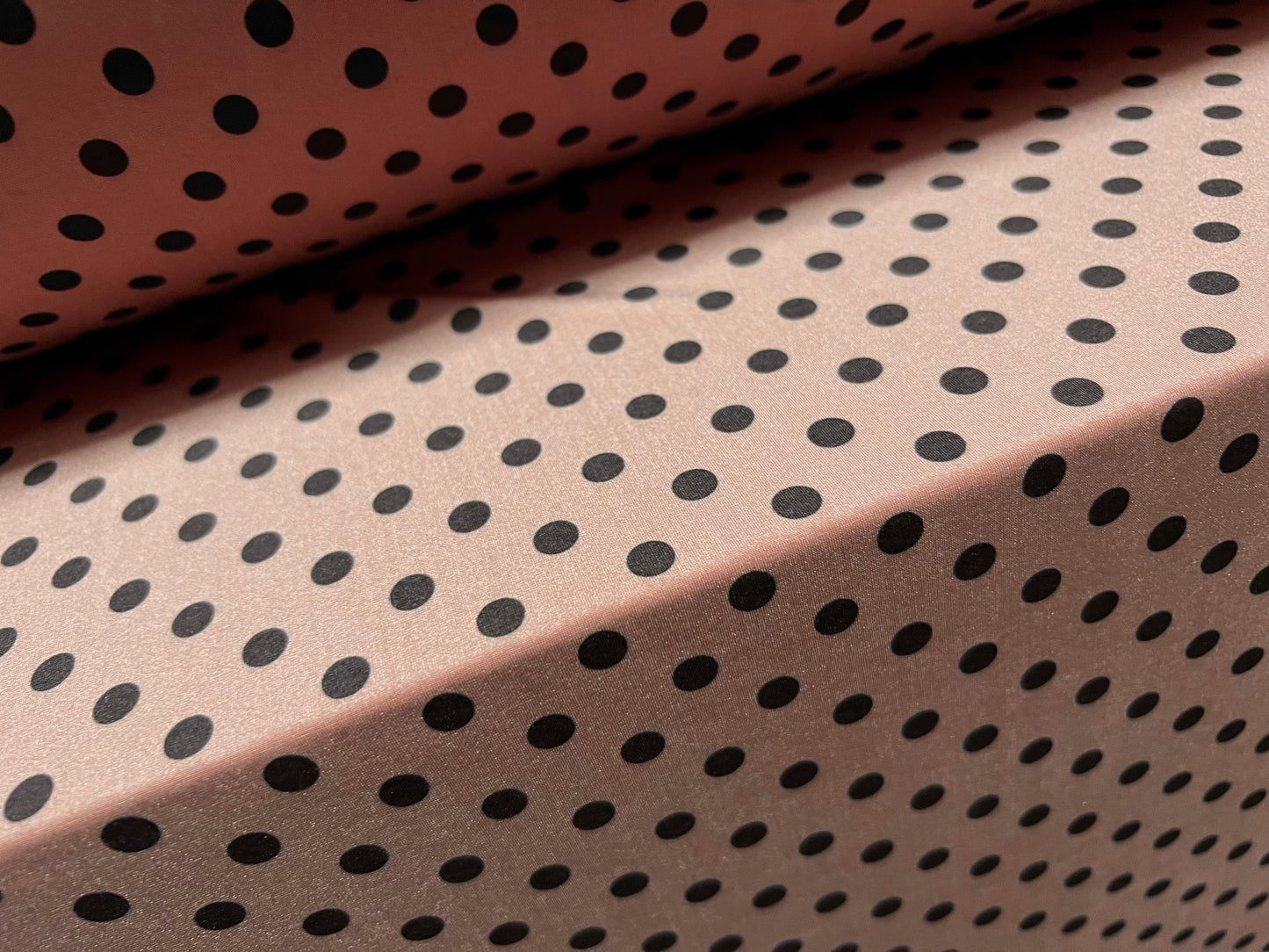 Swimwear stretch spandex jersey fabric, per metre - polka dot print - dusky pink