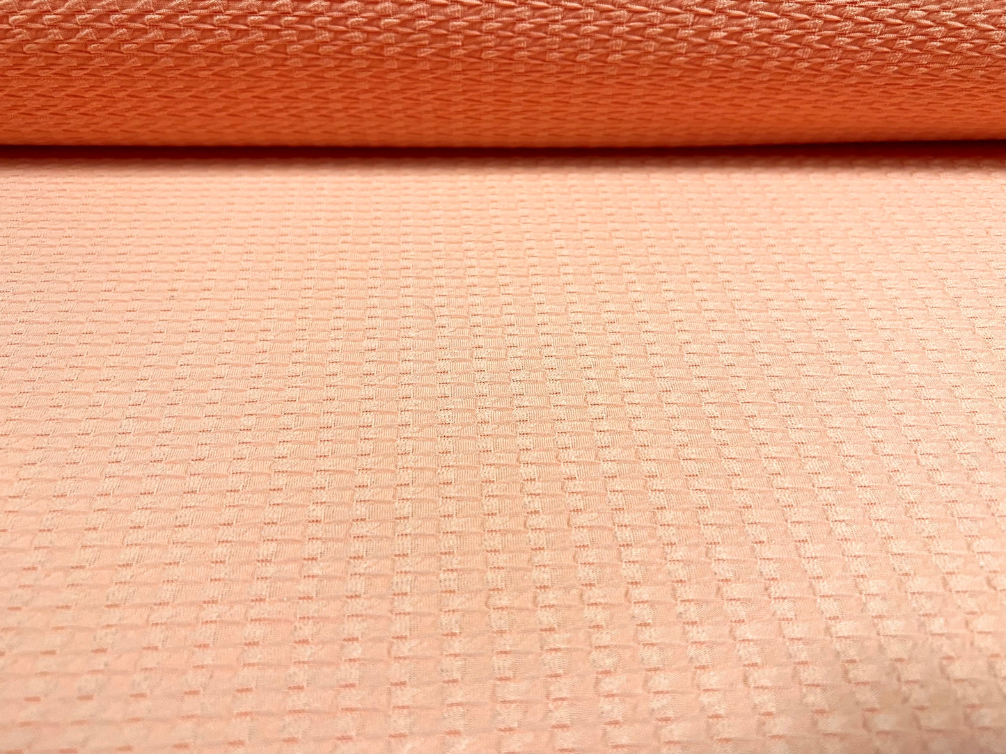 Double jersey knit stretch spandex dress fabric, per metre - jacquard - peach