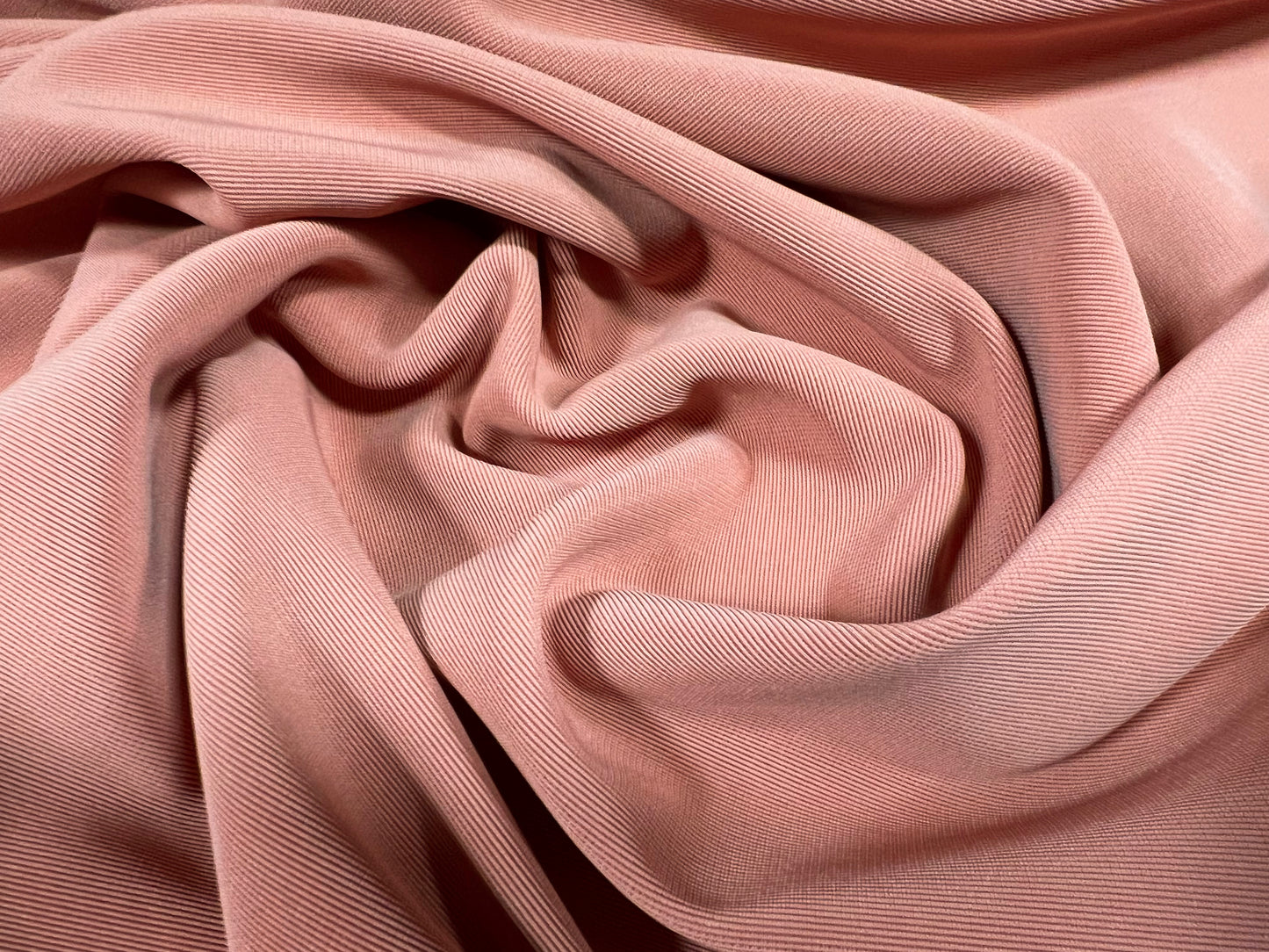 Fine Ottoman Rib Stretch Spandex Double Jersey Fabric , Per Metre - Plain - dusky pink