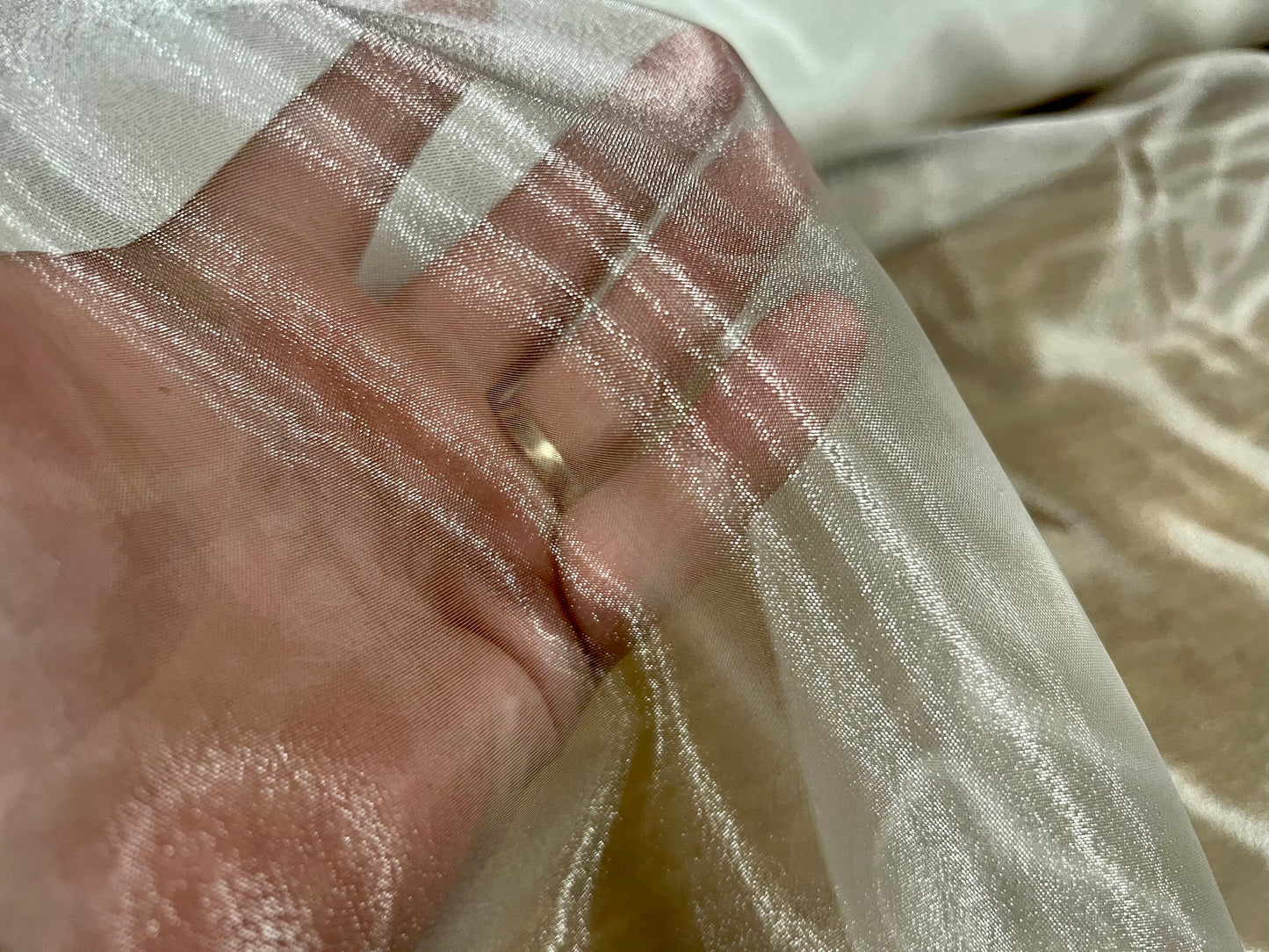 Crystal organza lightweight woven shimmer fabric, per metre - plain - white