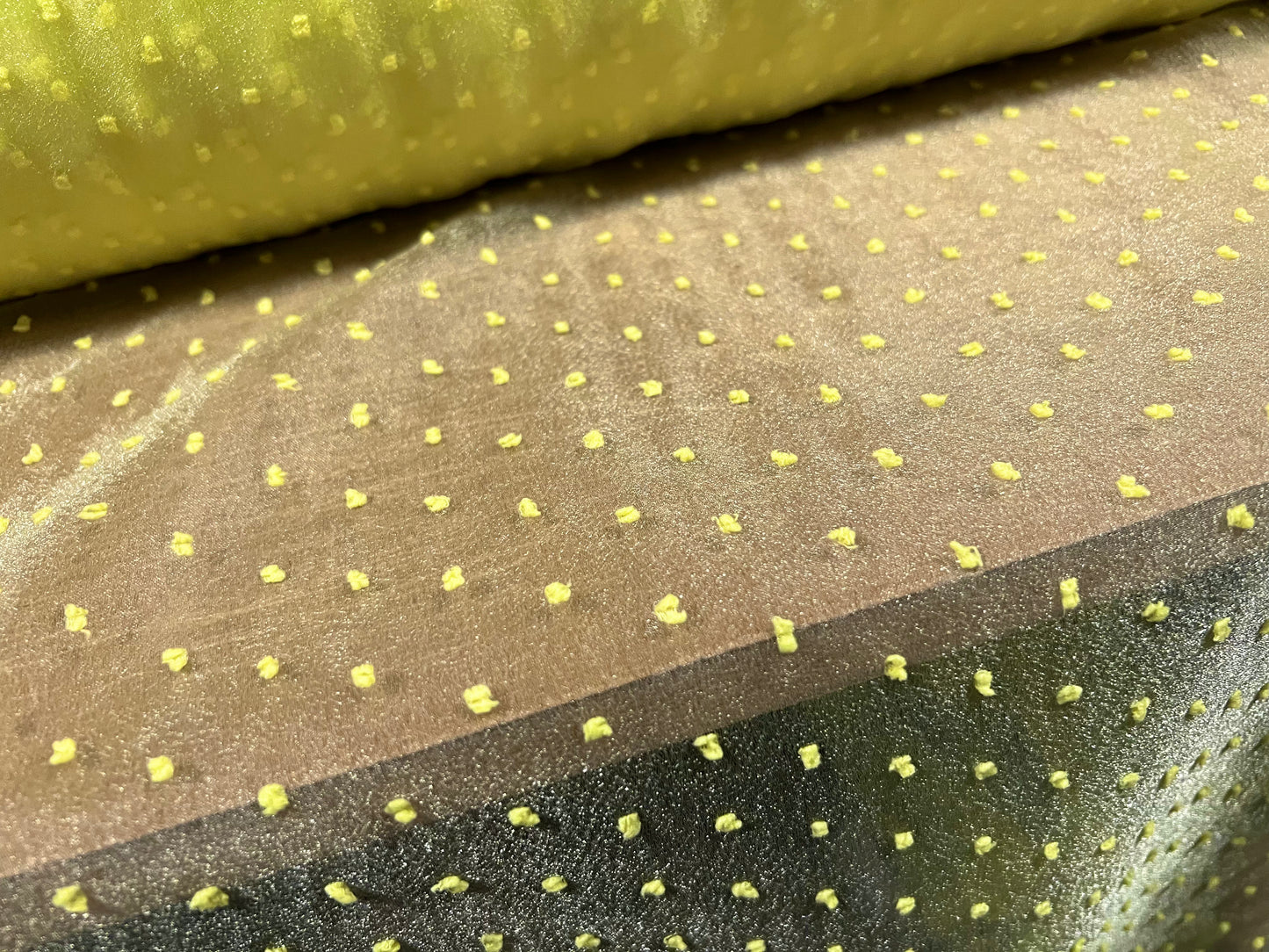 Organza lightweight shimmer dress fabric, per metre - Dobby design - lemon sherbet