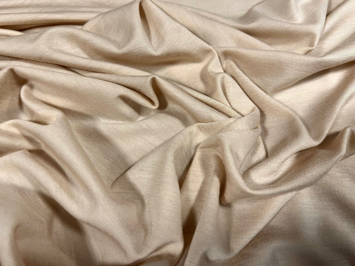 Cotton spandex stretch single jersey fabric, per metre - plain - oyster