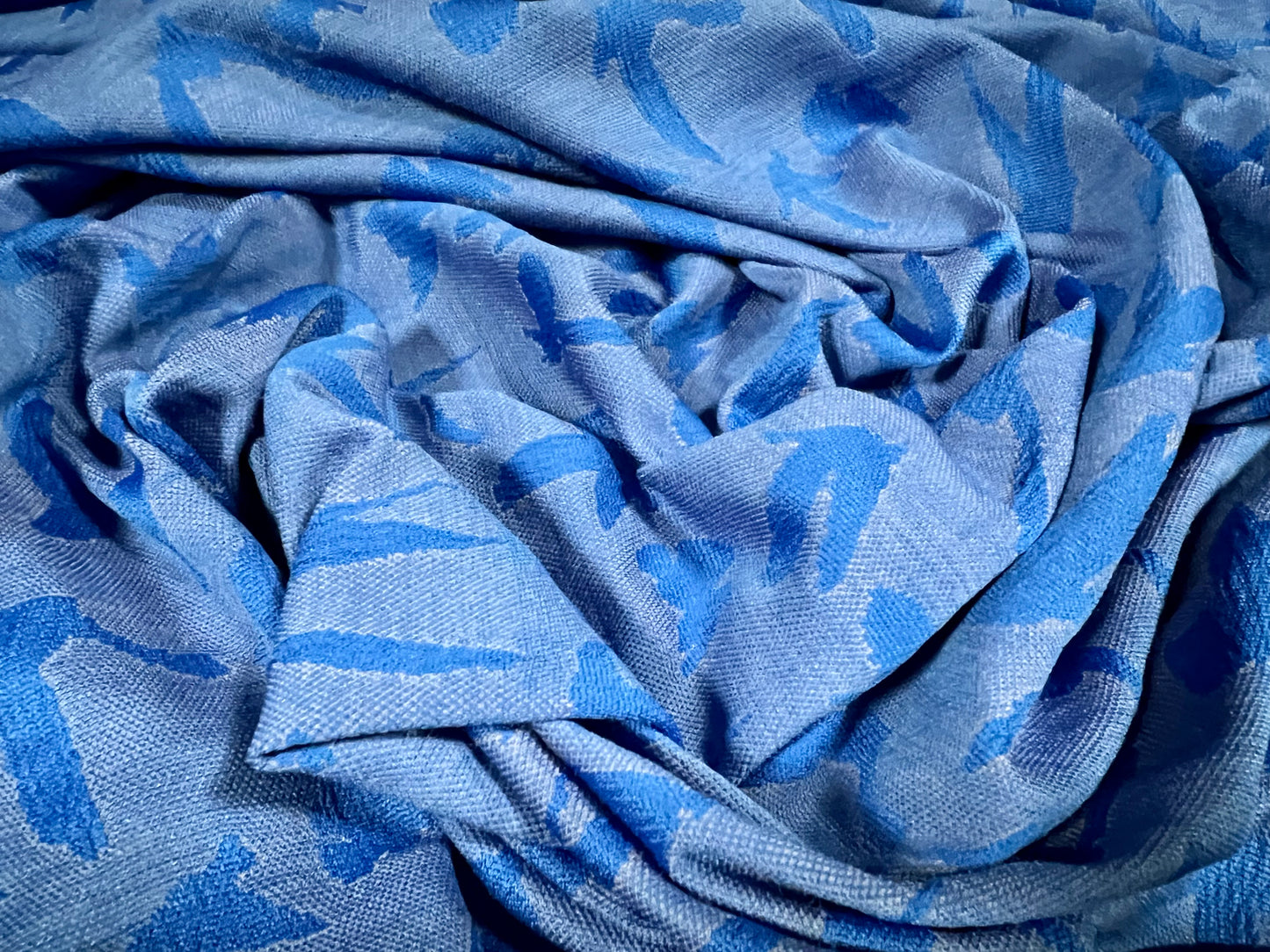 Jacquard single jersey stretch spandex fabric, per metre - swallows jacquard - blue