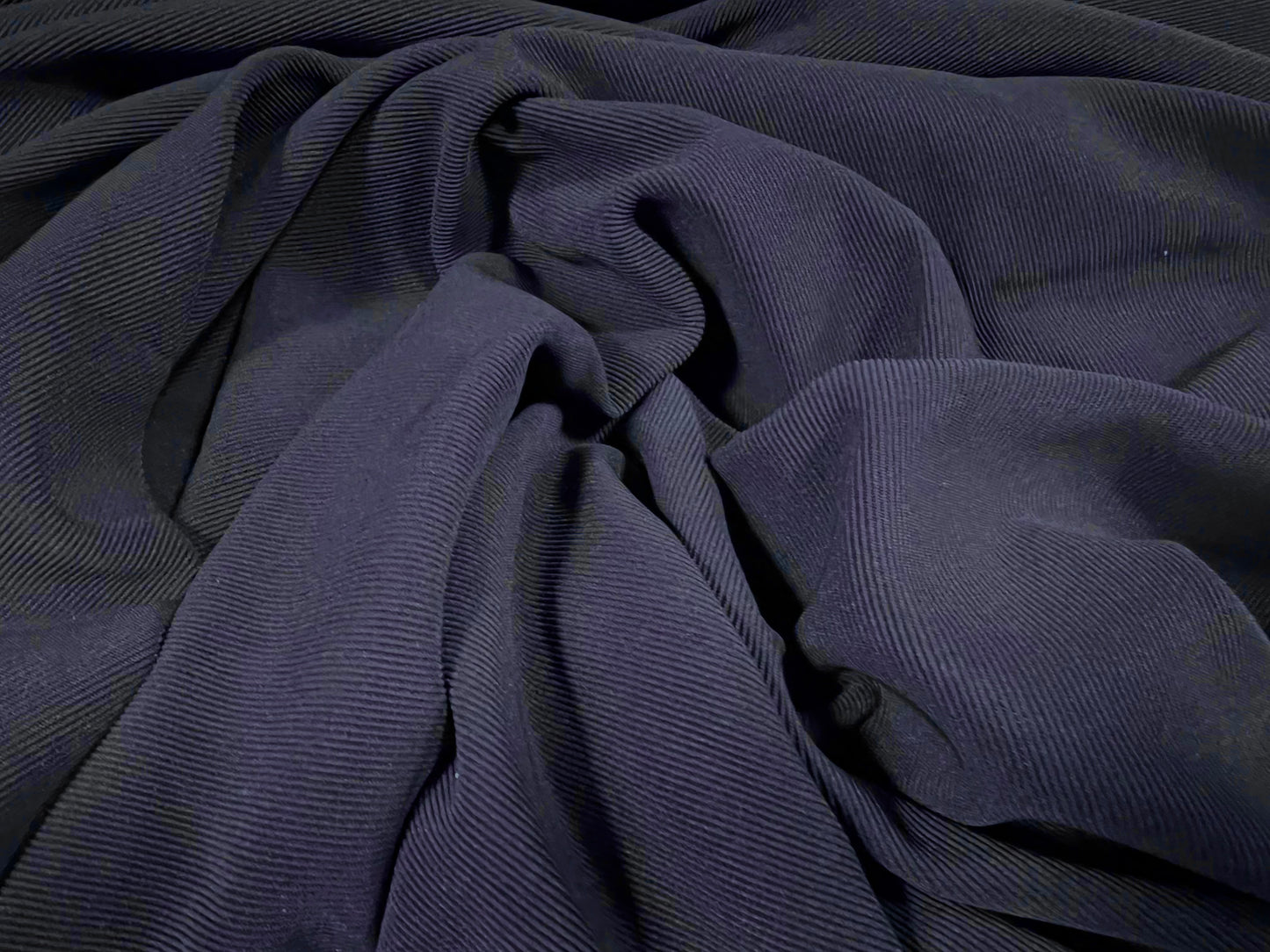 Fine Ottoman Rib Stretch Spandex Double Jersey Fabric , Per Metre - Plain - Navy Blue