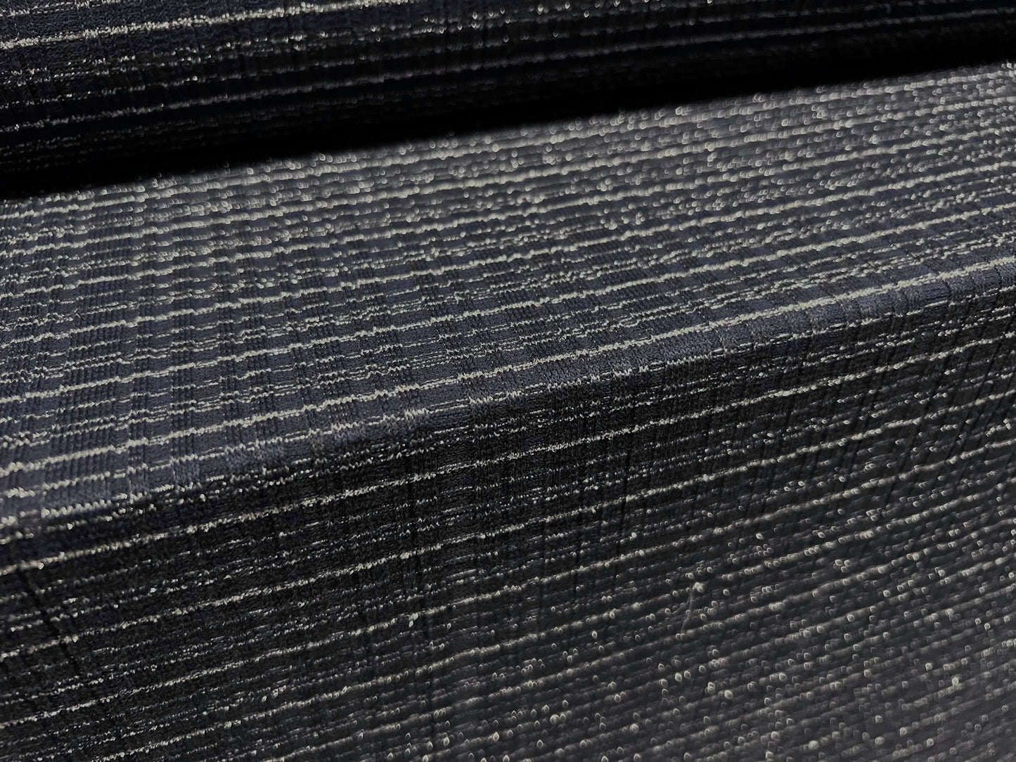 Metallic stretch spandex rib jersey fabric, per metre - stripe - indigo & silver lurex