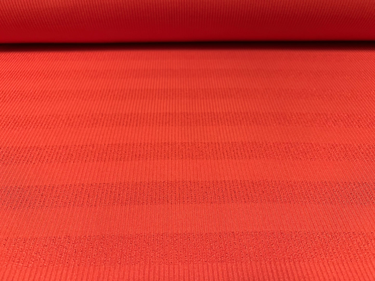 Stretch spandex rib jersey fabric, per metre - stripe - burnt orange