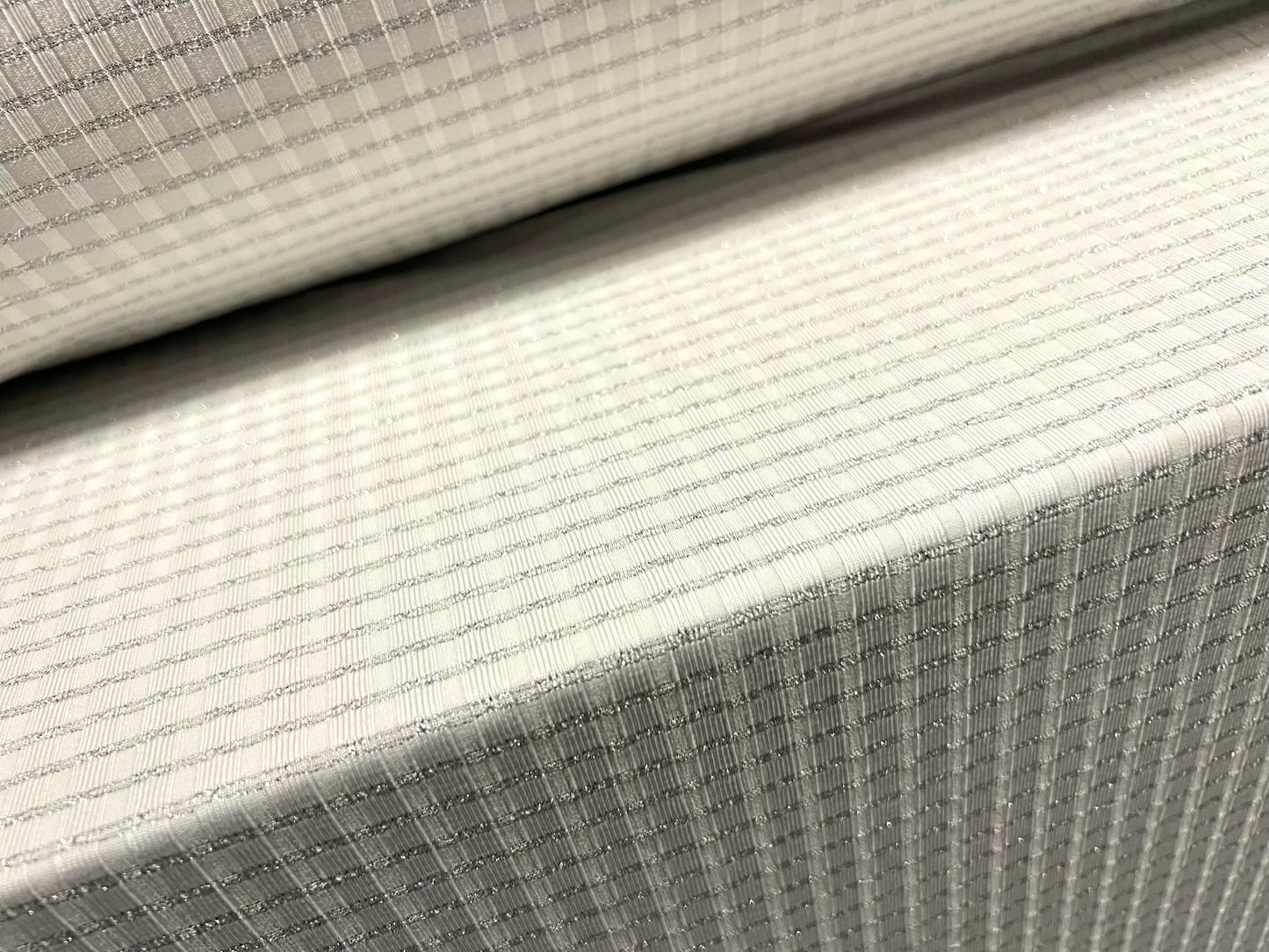 Metallic stretch spandex rib jersey fabric, per metre - stripe - silver & white