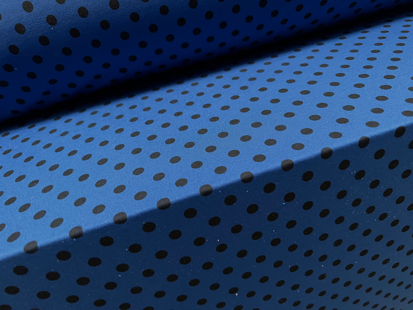 Stretch spandex single jersey ITY fabric, per metre - polka dot print - cobalt blue