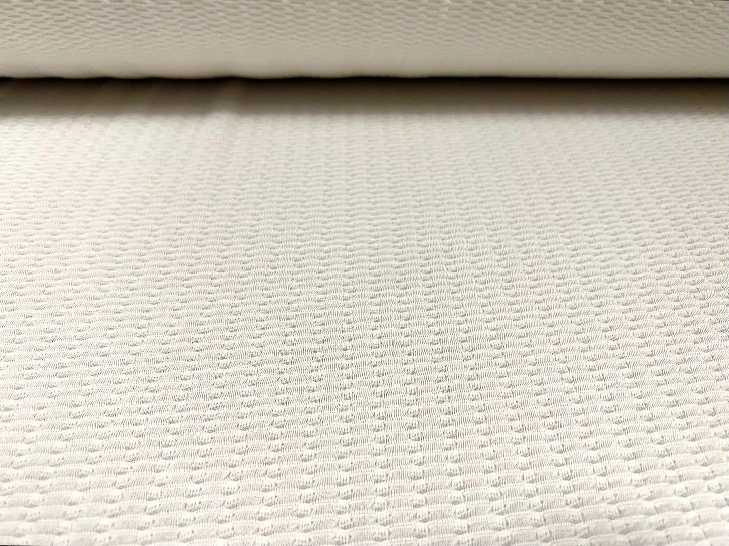 Double jersey knit stretch spandex fabric, per metre - jacquard - ivory