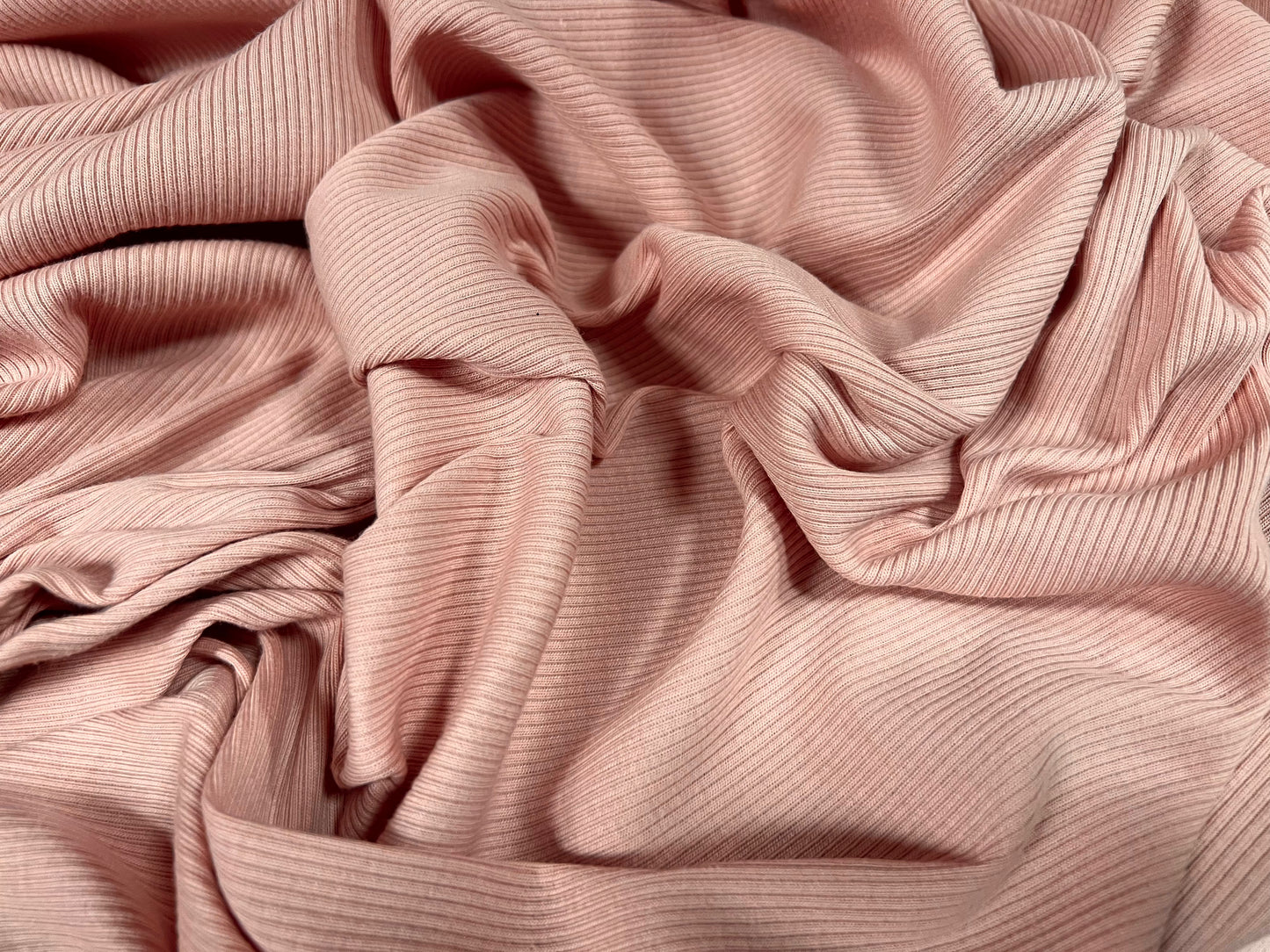 Cotton fine rib jersey fabric, per metre - plain - pink