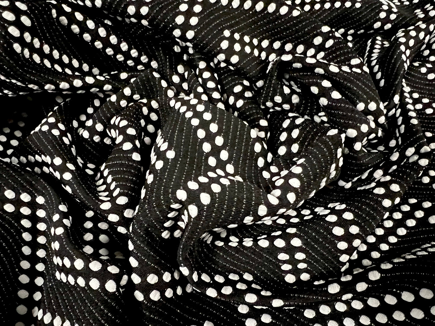 Stretch Spandex Jersey fabric, per metre - chevron jacquard - black & white