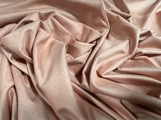 Faux suede stretch spandex jersey fabric, per metre - plain - light dusky pink