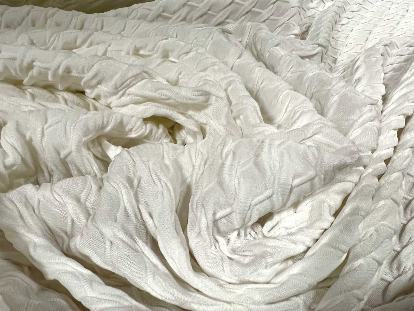 Double jersey knit stretch spandex dress fabric, per metre - Niamh’s jacquard - ivory