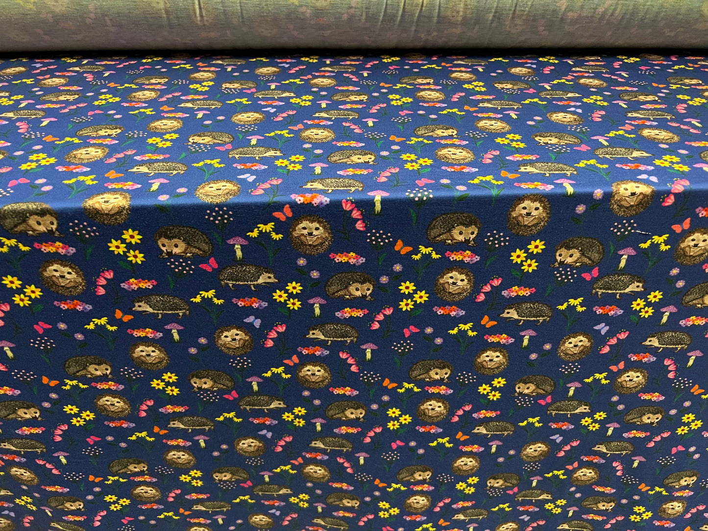 Soft handle single jersey fabric, per metre - hedgehog print - purple blue