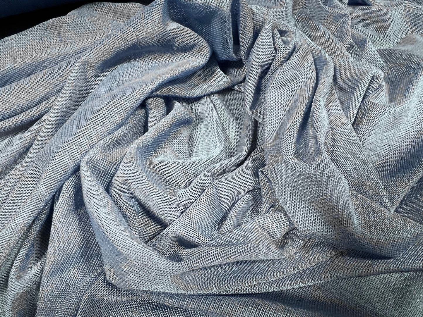Power mesh net stretch spandex fabric, per metre - plain - powder blue