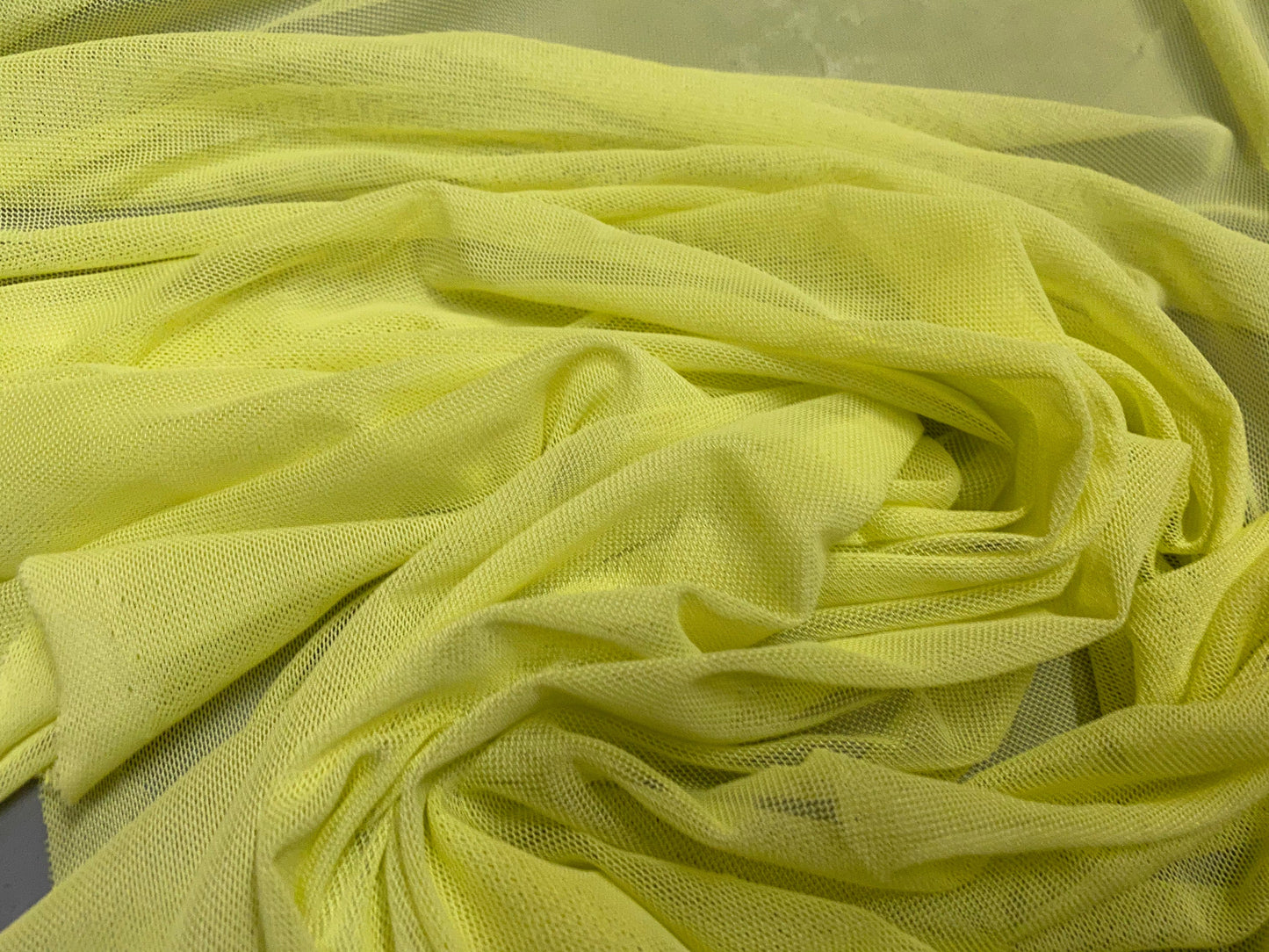 Power mesh net stretch spandex fabric, per metre - citrus yellow